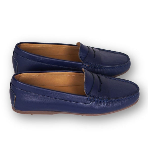 MastroDomenico Women's Handmade Moccasins - Midnight Blue Cyanite