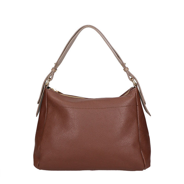 Women's Leather Handbag Contrast Handles - 6675.