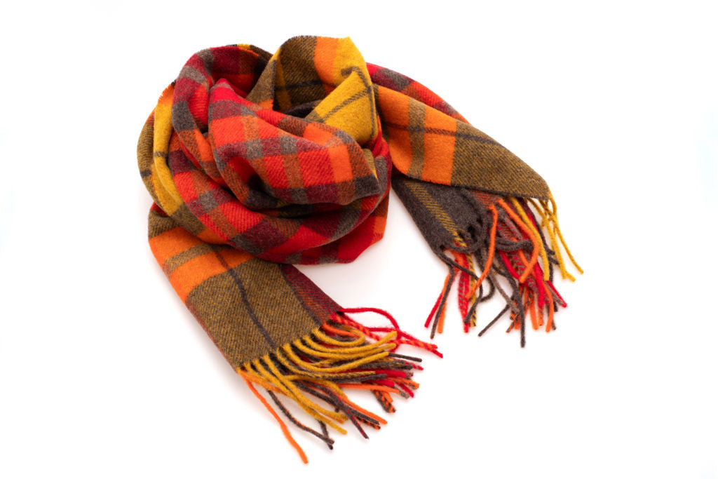 Pure wool fringed scarf
