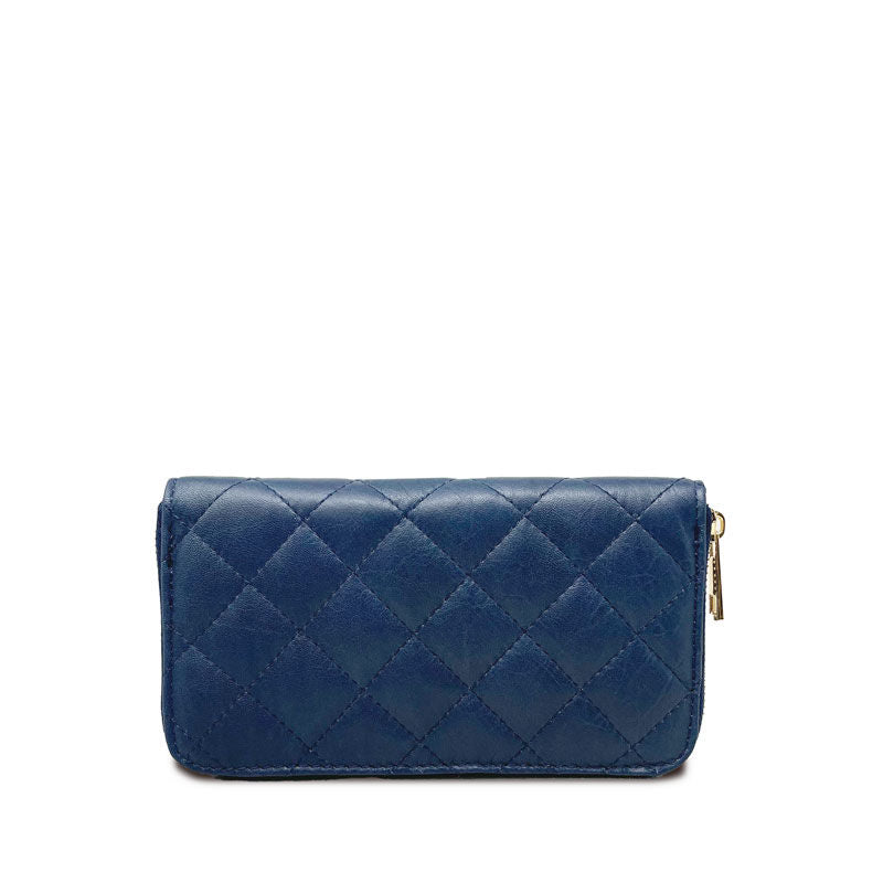 Large Quilted Leather Wallet Dollar Texture - K068 