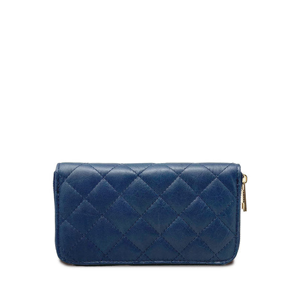 Large Quilted Leather Wallet Dollar Texture - K068 