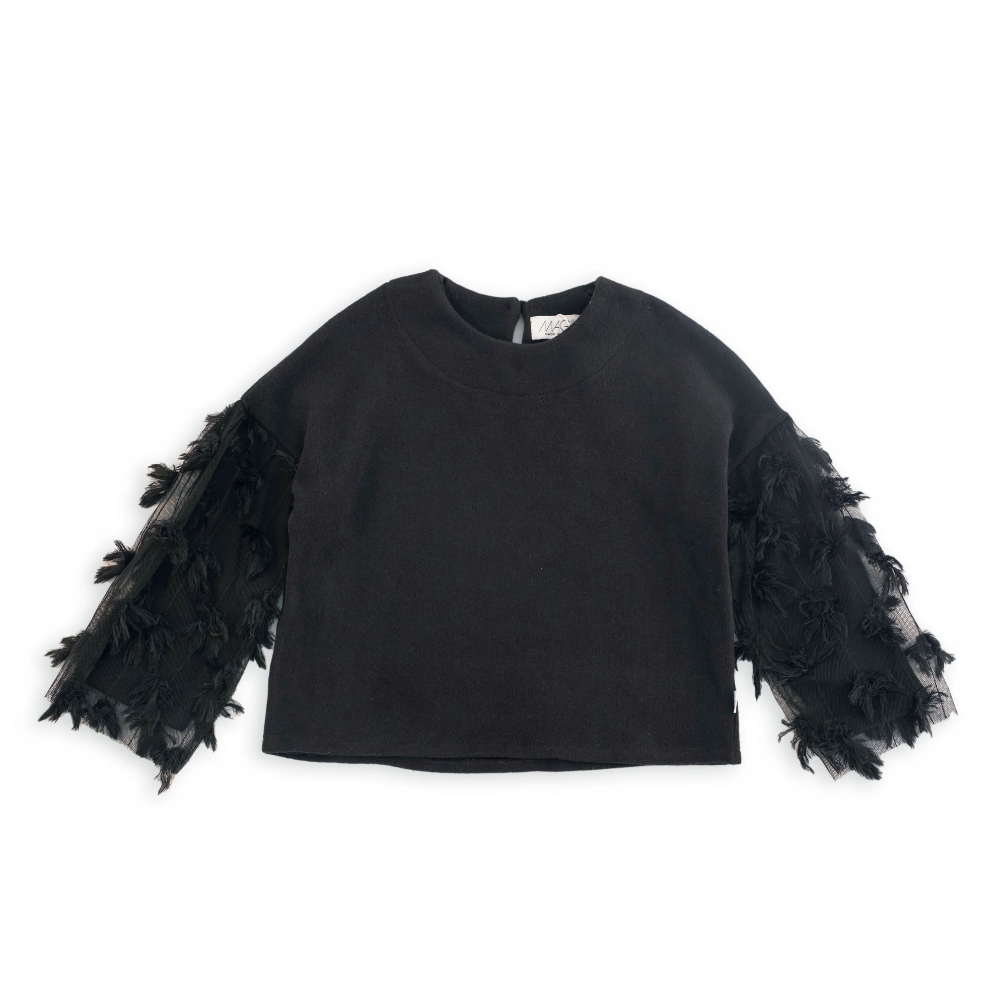 MAGLIA CALDO COTONE CON TULLE LAVORATO