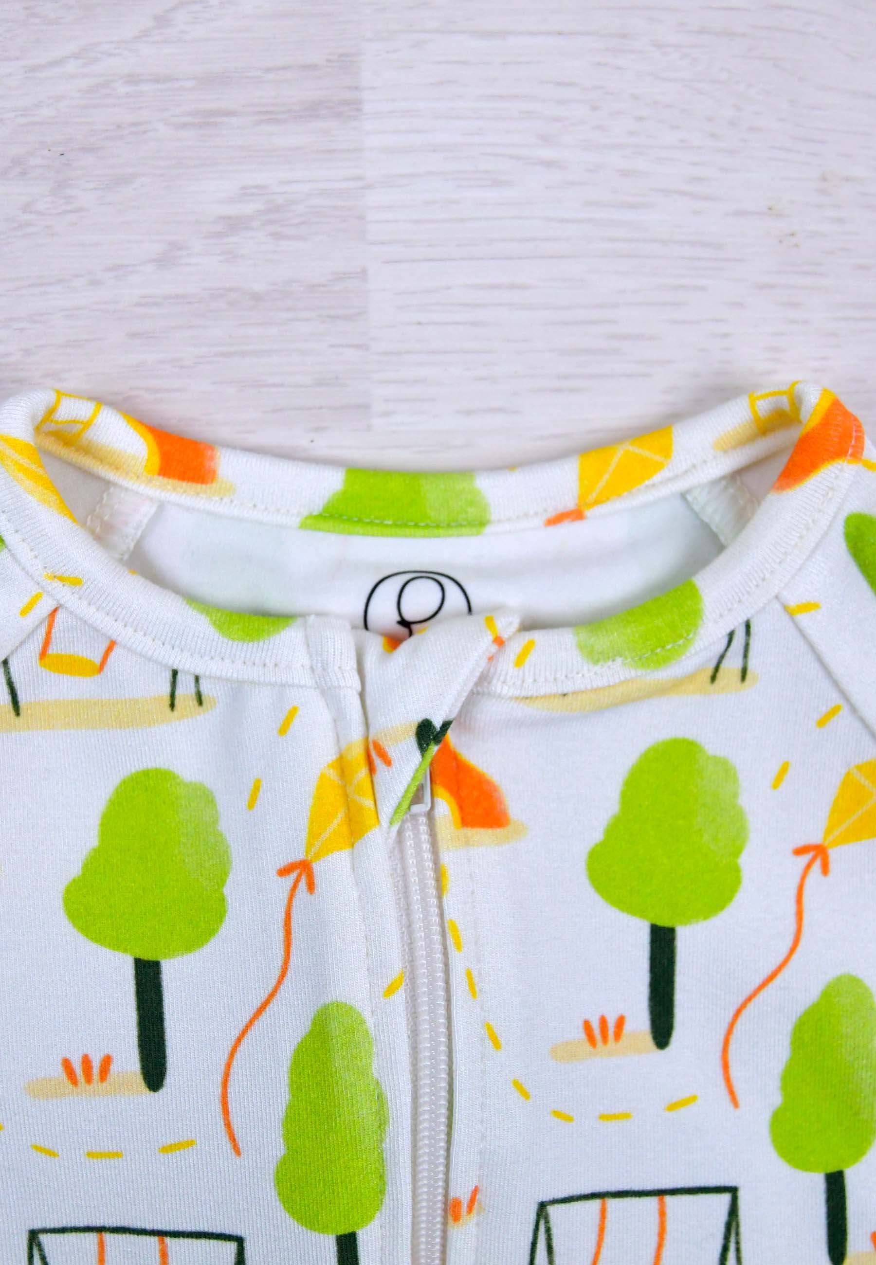Bamboo Zip Up Romper - Parchetto - Blue Balloon