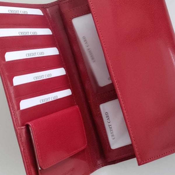 Large WALLET in ruby ​​patent leather