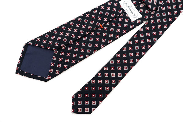 Black tie with burgundy micro pattern pure wool
