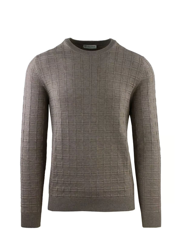 CHECKED WORK CREW NECK