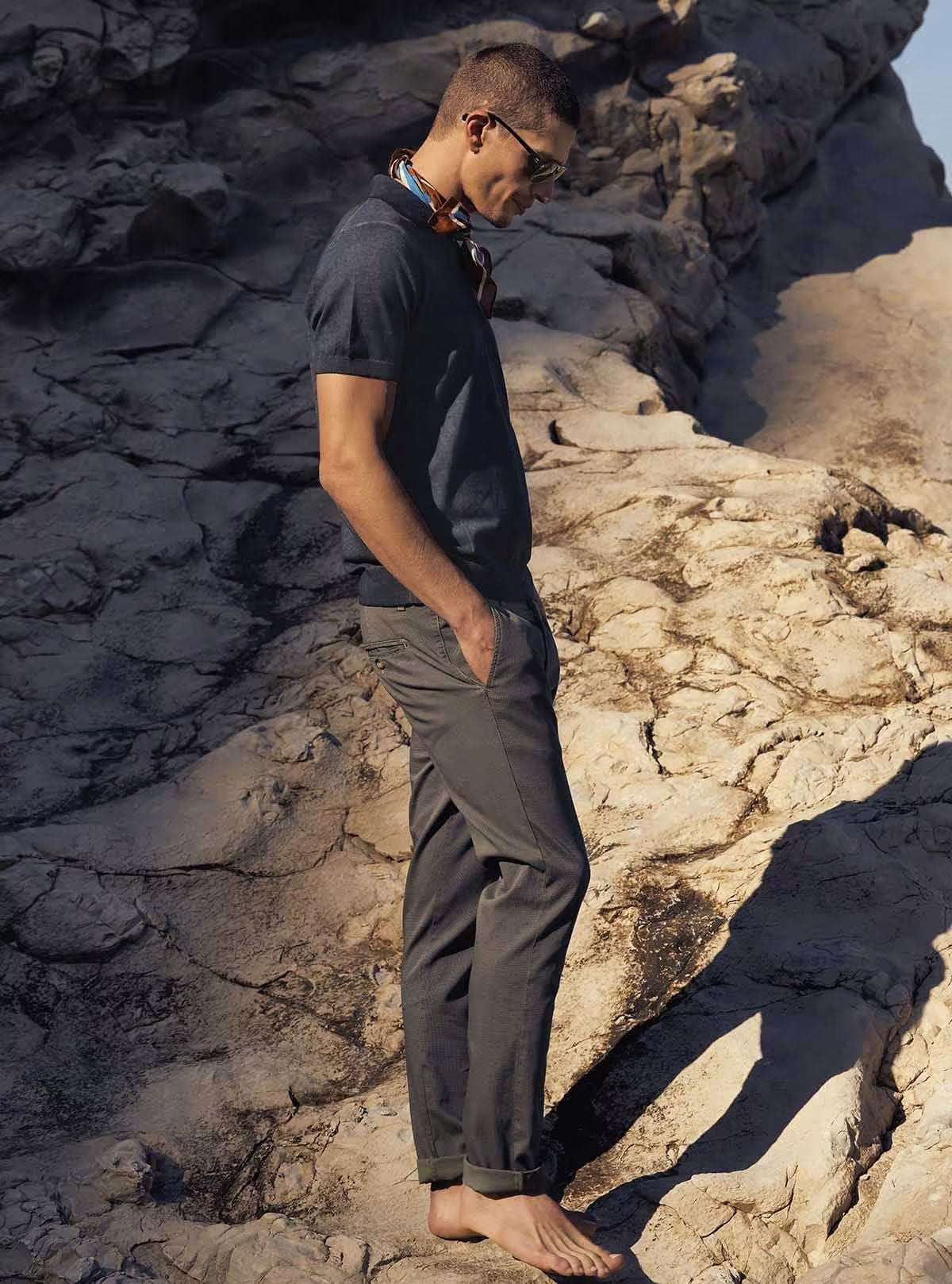 TROUSERS WITH TWO-TONE FABRIC