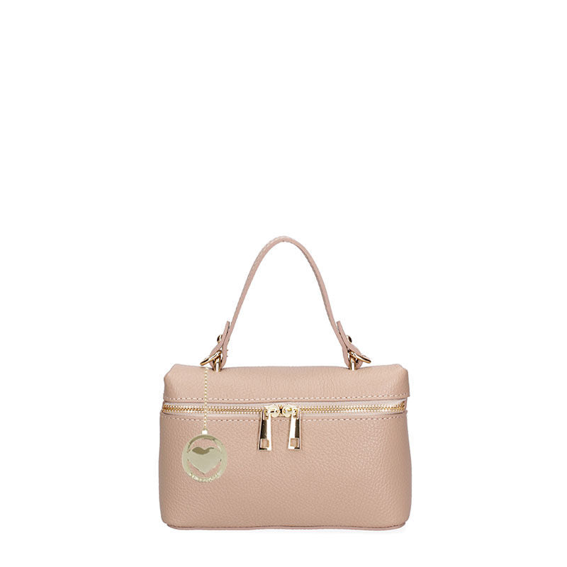 Women's Small Leather Clutch Bag with Double Zip Closure - 07160. 