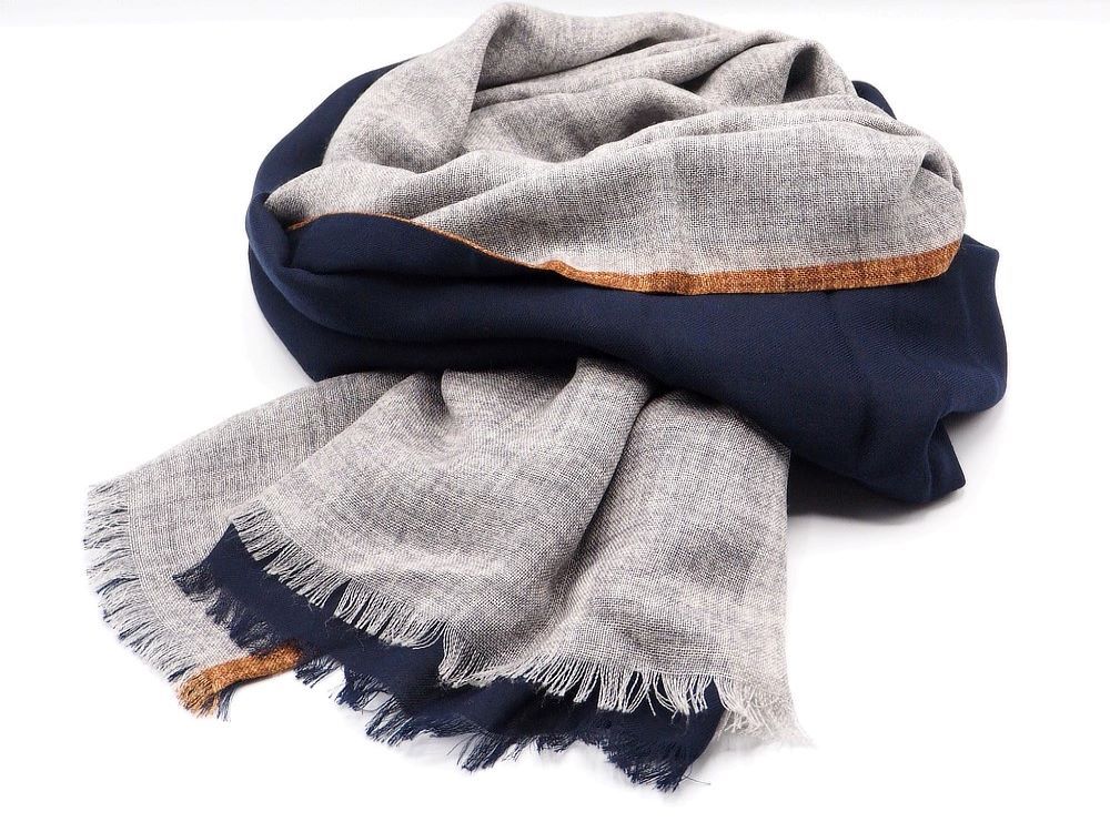 Double layer scarf grey blue