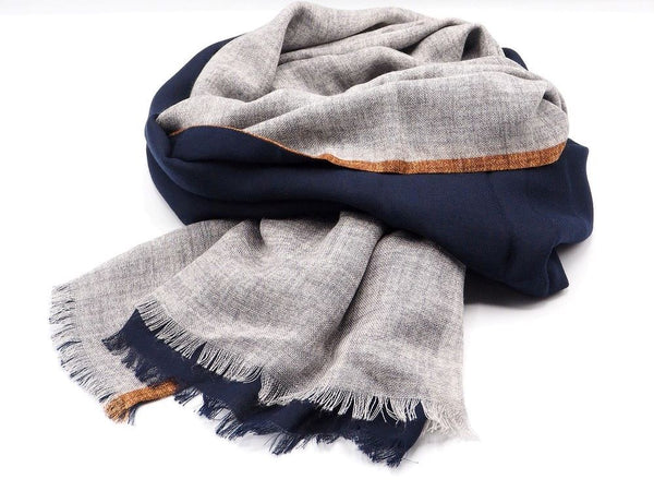 Double layer scarf grey blue