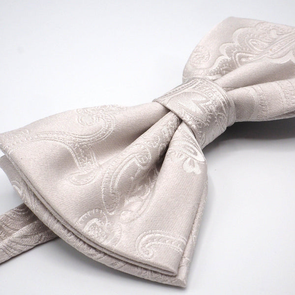 Pearl Grey Embroidered Bow Tie