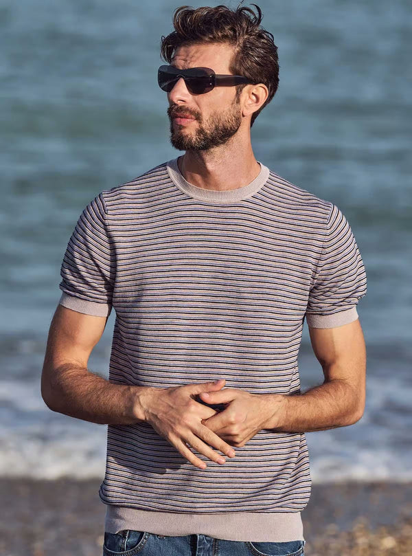 CREW NECK SHORT SLEEVES STRIPES WORKMANSHIP LINKS
