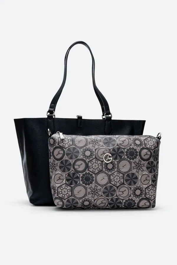 Teodosia Reversible Black Small Shopping Bag