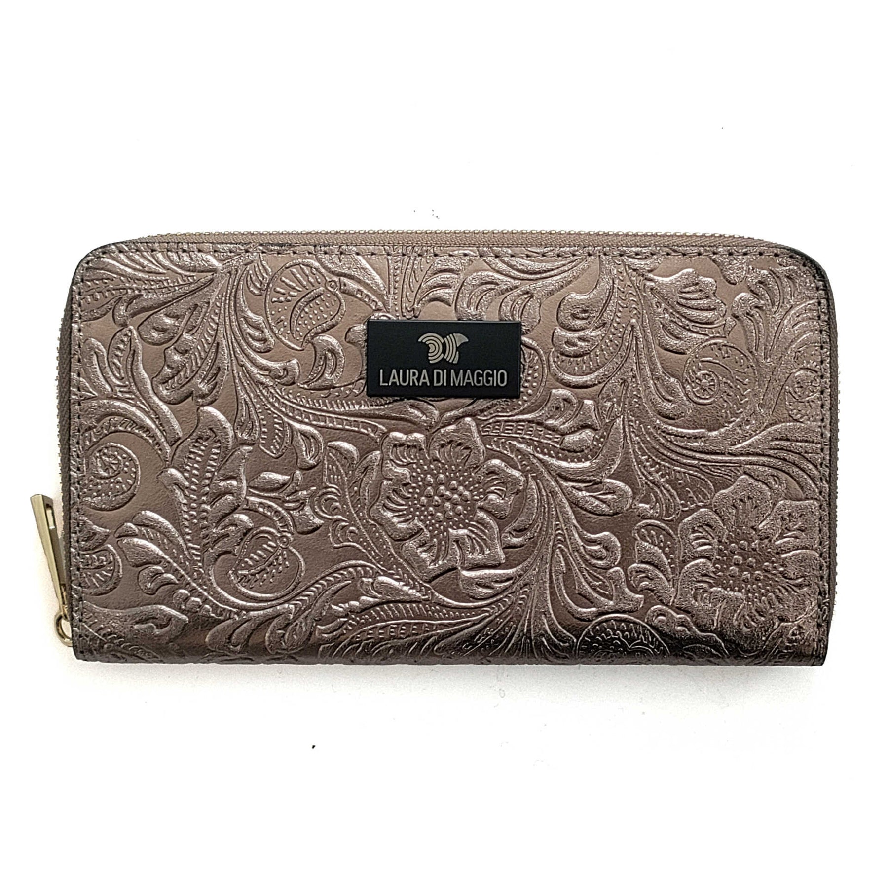 PORTAFOGLIO Grande in pelle laminata bronzo
