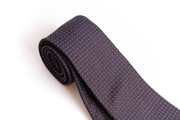 Brown tie with micro polka dots in pure silk