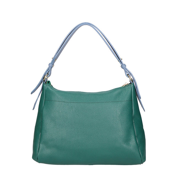Women's Leather Handbag Contrast Handles - 6675.
