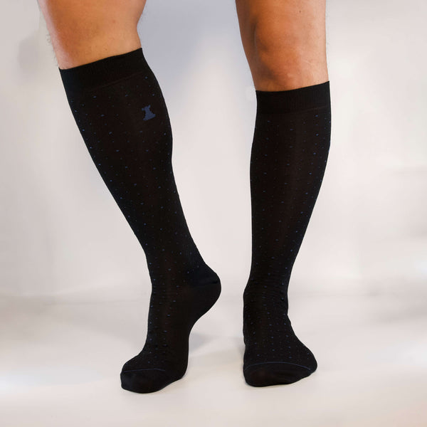 Starry Dinner Box of 6 Long Socks - 3x Ribs &amp; 3x Polka Dots