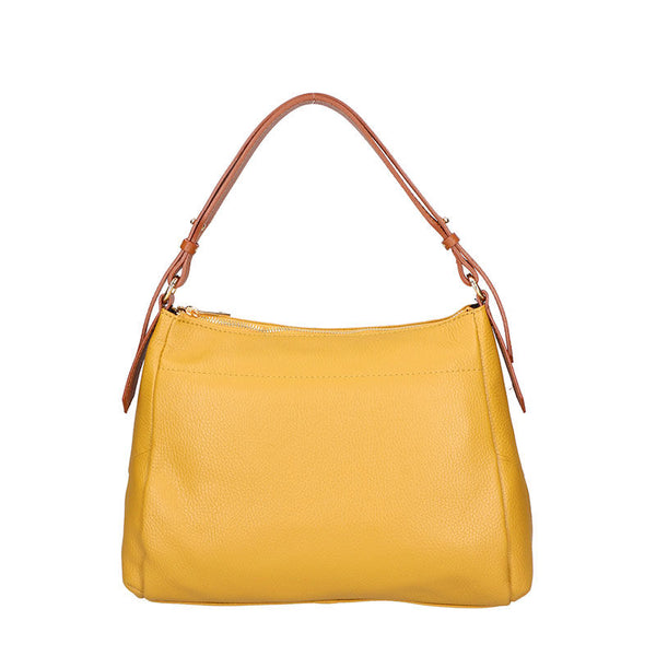 Women's Leather Handbag Contrast Handles - 6675.