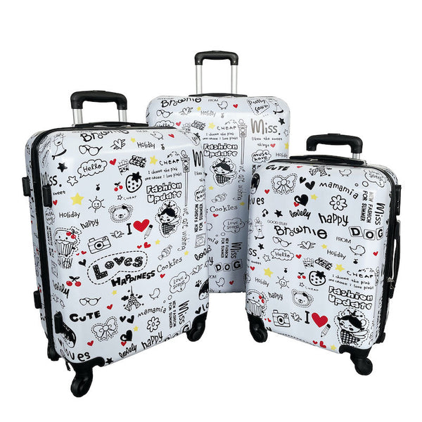 Set of 3 ABS hard trolley suitcases with pattern - RIGIDO_FANTASIA. 