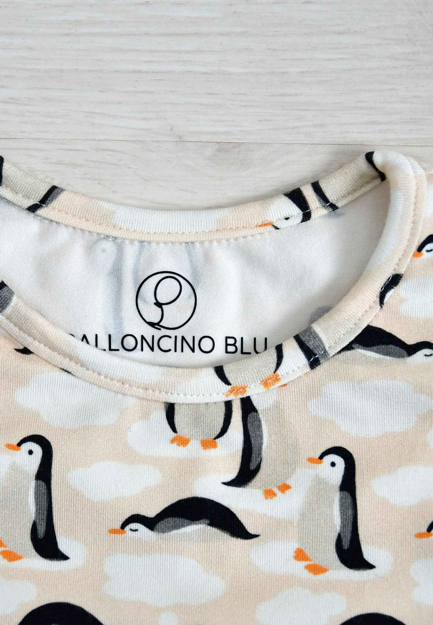 Pigiama due pezzi in bambù - Pinguini - Palloncino blu