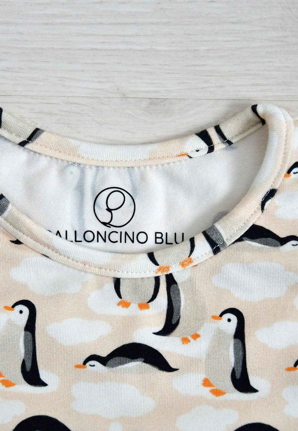 Pigiama due pezzi in bambù - Pinguini - Palloncino blu