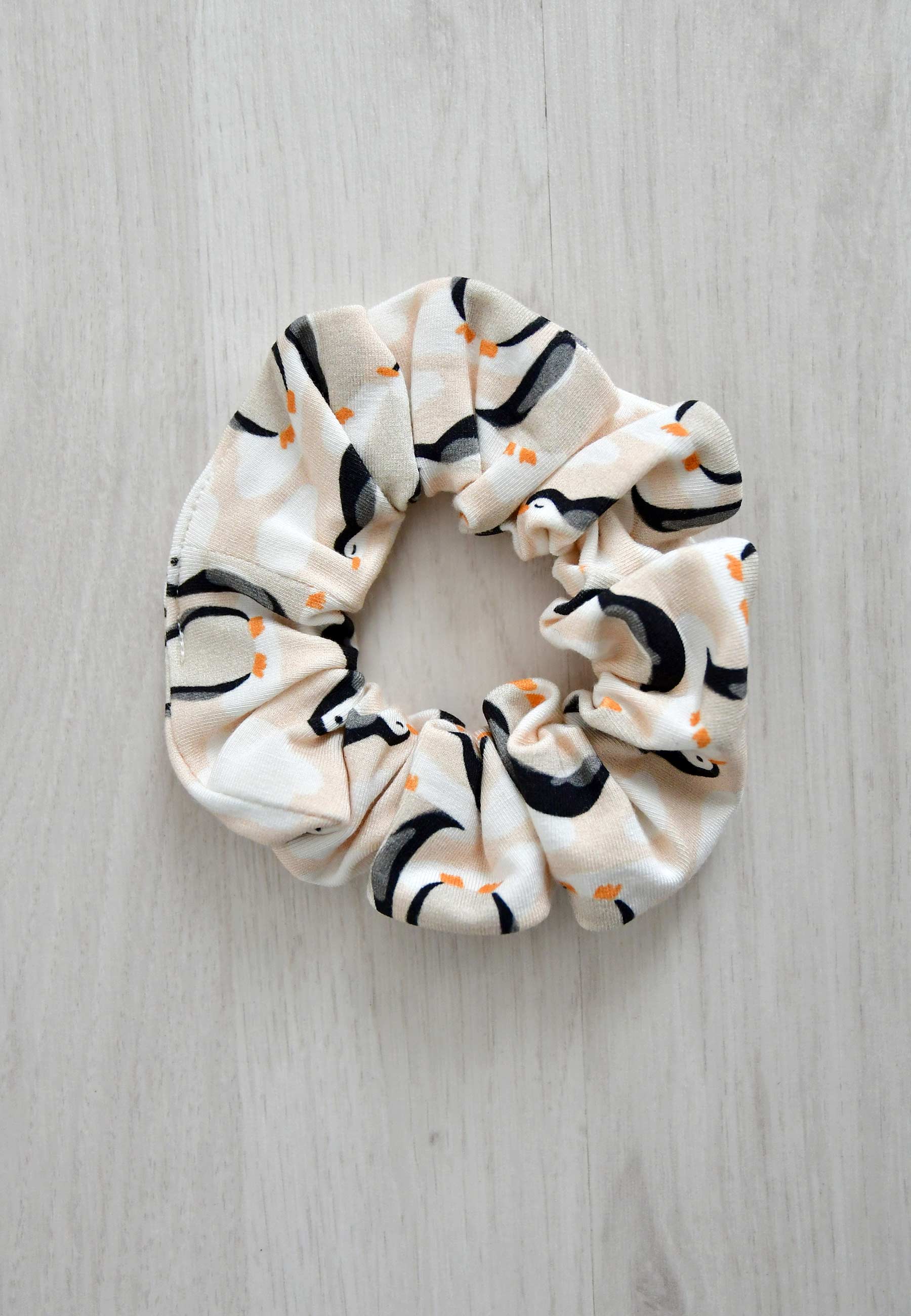 Chouchou (scrunchie) in bambù - Pinguini - Palloncino blu