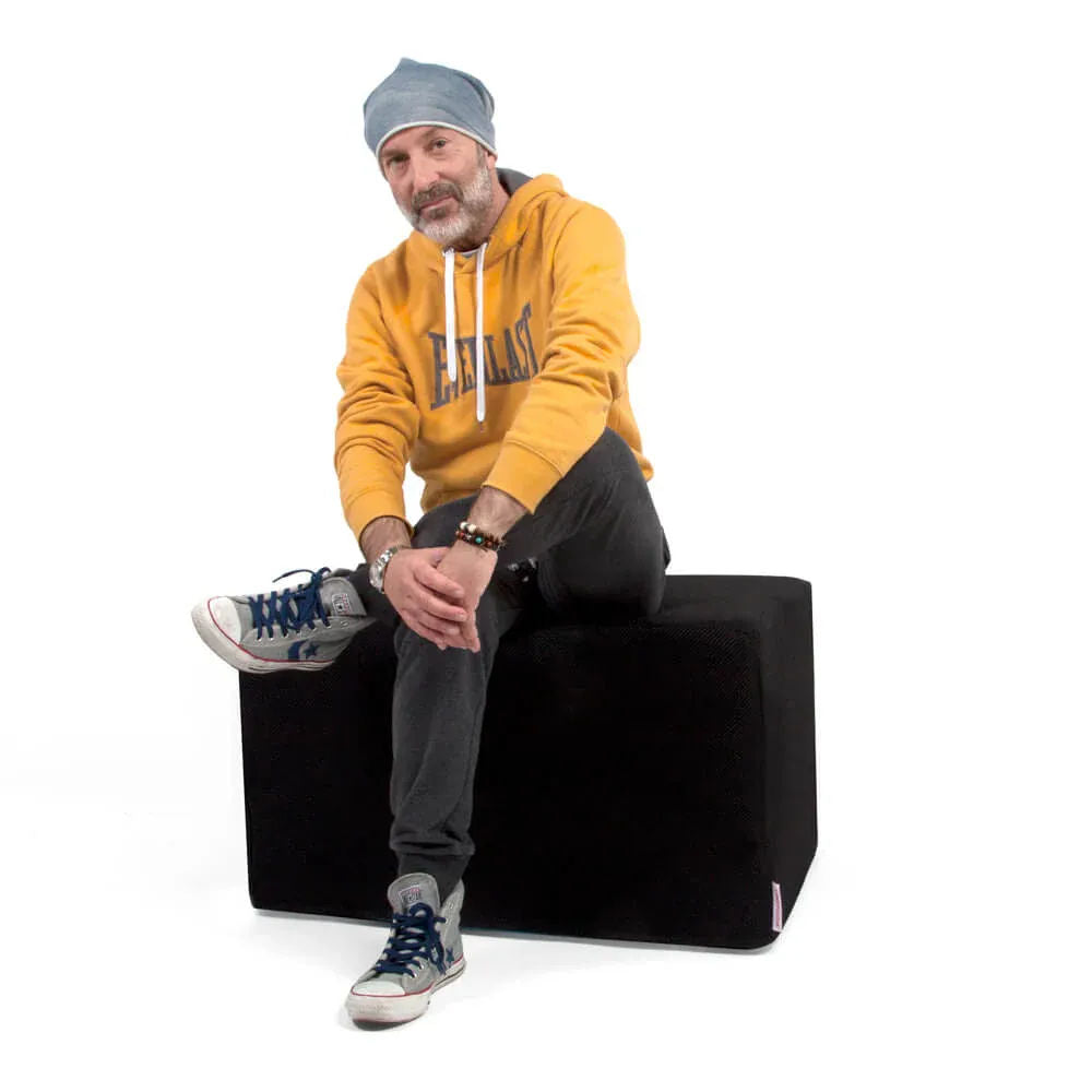 TOUF BLUE, Blue Base Pouf Bed and Pouf Cover 70x63