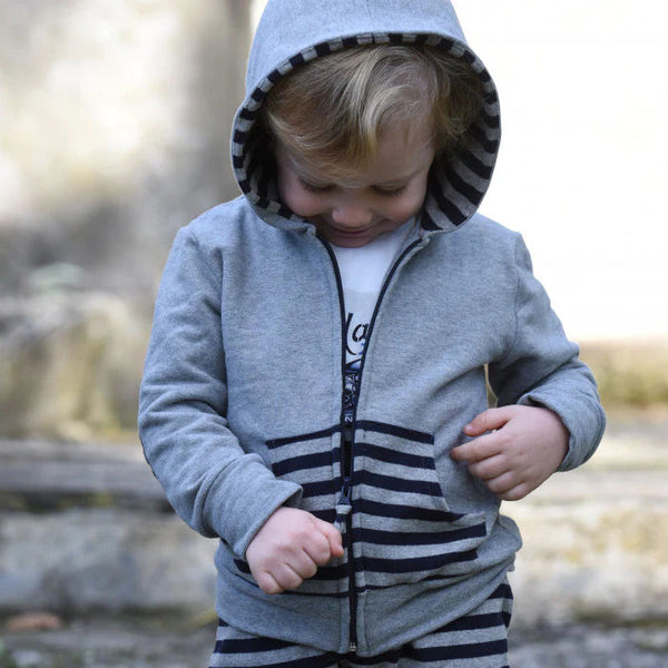 HOODIE WITH STRIPED PATCHES