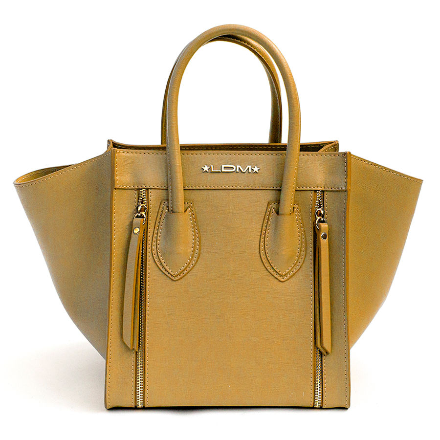 ALIA AM - Mustard Saffiano Leather Trapeze Bag