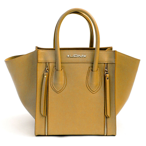 ALIA AM - Mustard Saffiano Leather Trapeze Bag