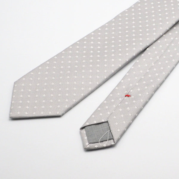 Ice grey tie with white polka dots