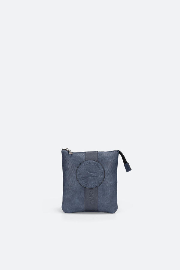 Tristan Texture Shoulder Bag with Embossed Logo in Blue