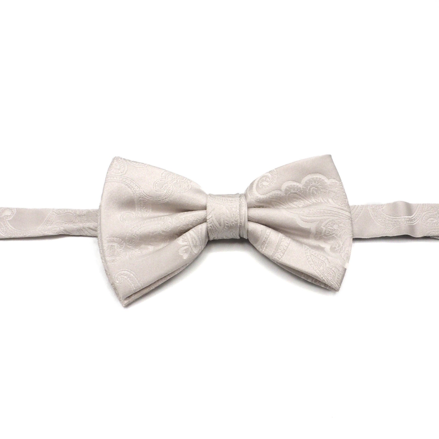 Pearl Grey Embroidered Bow Tie