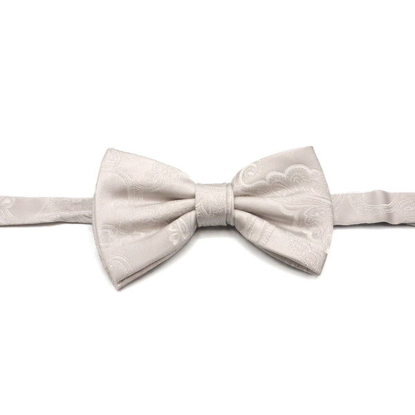 Pearl Grey Embroidered Bow Tie