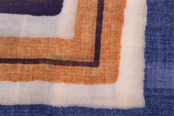 Light blue geometric pattern pure wool scarf