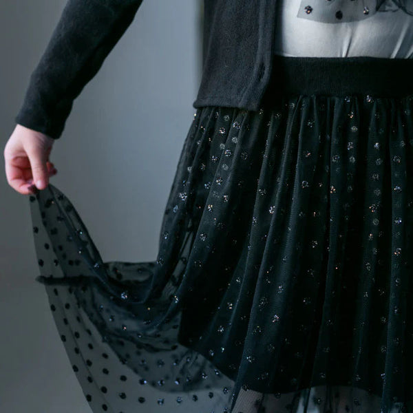 GONNA TULLE POIS GLITTER NERA