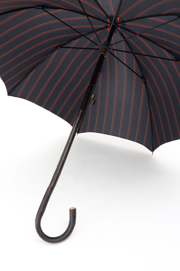 Mario Talarico umbrella blue with red and brown stripes in chestnut wood