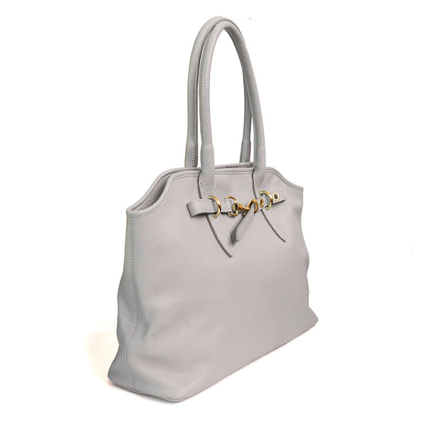 NORA - Shopping con fibbia in pelle latte
