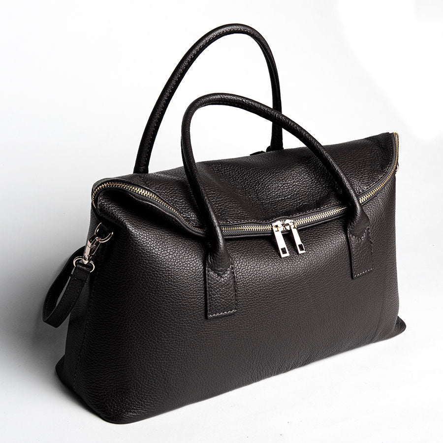 LUX - Black Dollar Leather Shopping Bag