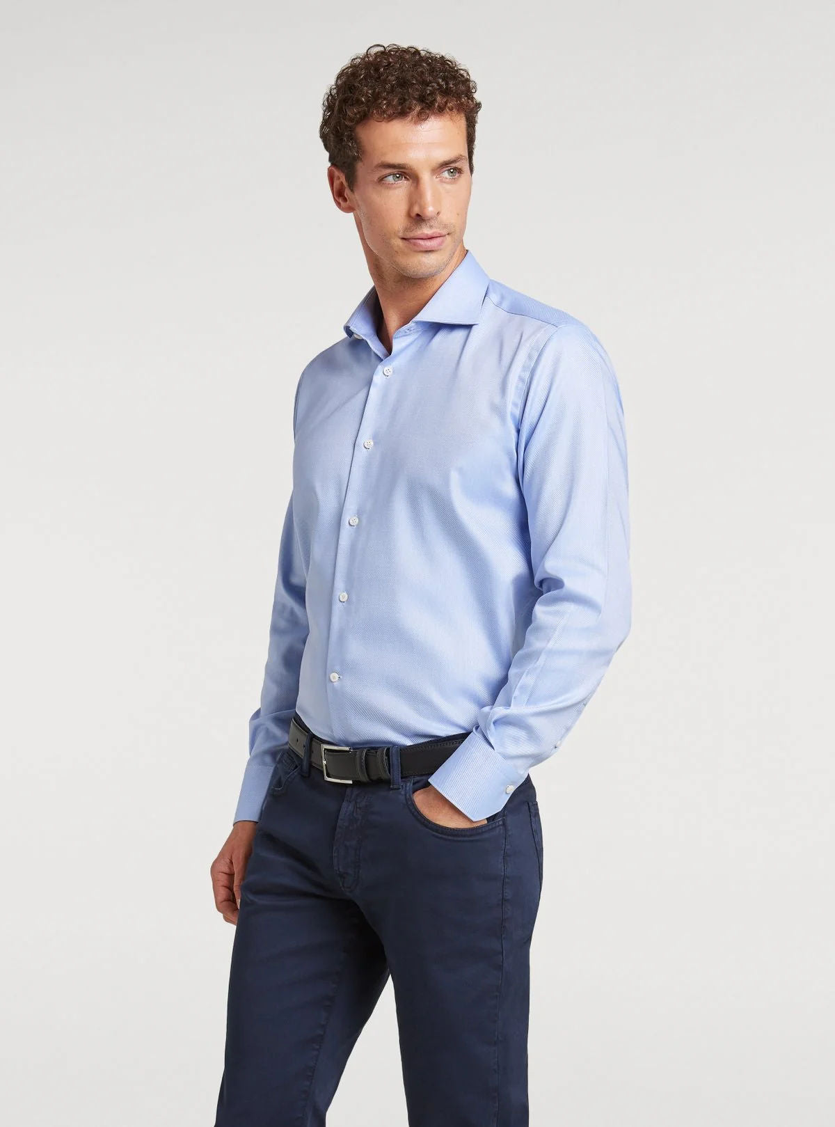 Camicia in cotone trama diagonale