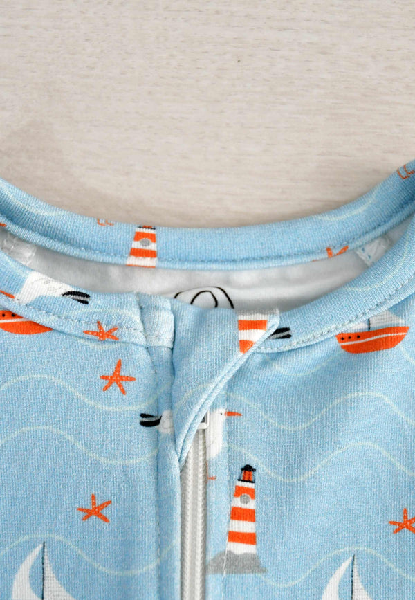 Tutina con zip in bambù - Mare - Palloncino blu