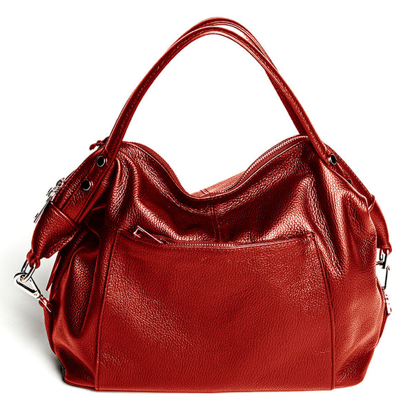FARA - Maxi bag in ruby ​​dollar leather