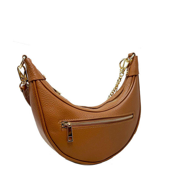 Small Half Moon Clutch Handbag for Women in Dollar Leather - Panarea k052.