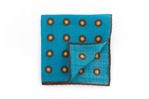 Turquoise clutch bag in pure wool