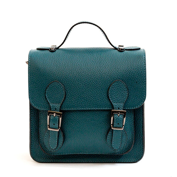 COLLEGE - Petrol Leather Briefcase Backpack