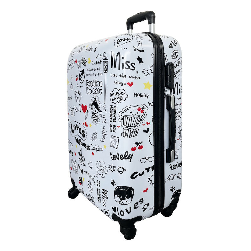 Set of 3 ABS hard trolley suitcases with pattern - RIGIDO_FANTASIA. 