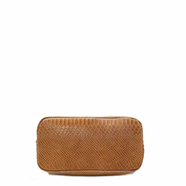 Women's Python Print Leather Handbag - 5276. 