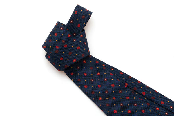 Navy blue micro-pattern tie in pure silk