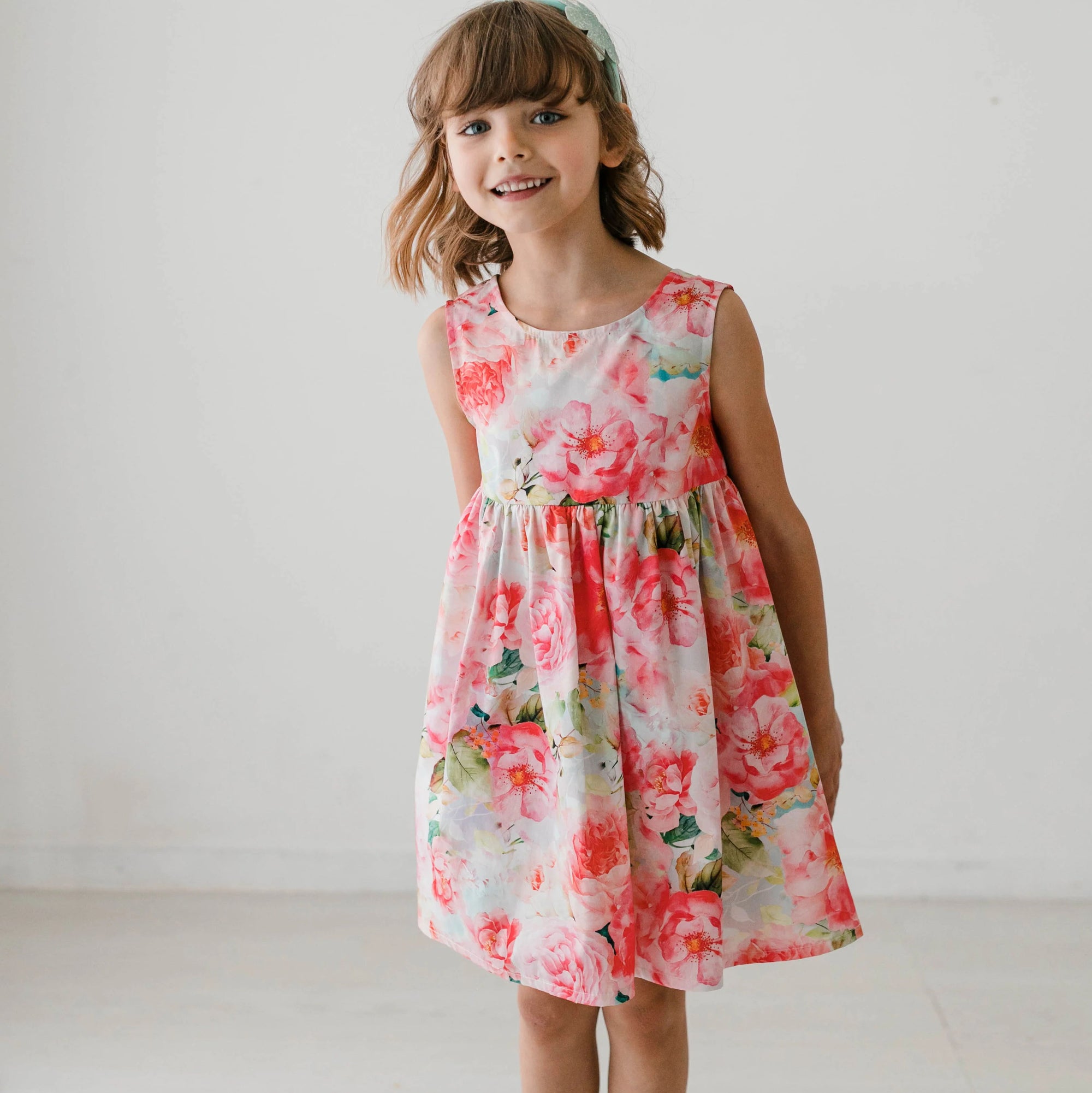 PRINTED COTTON DRESS WITH BOW ON THE BACK