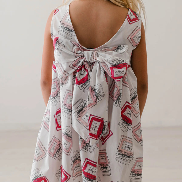 PRINTED COTTON DRESS WITH BOW ON THE BACK